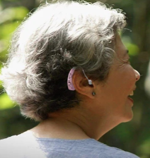 Product model Behind the Ear for Women in Use