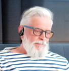 Product model Rechargeable Bluetooth Hearing Aids for Seniors  in Use