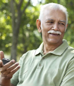 Product model Sound Aids - Pocket Sound Voice Enhancer Device in Use