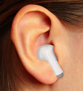 Product model Hearing Aid Earbuds – Rechargeable, Wireless Bluetooth Audio and Personal Sound Enhancement Device Aids for Adults in Use