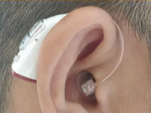 Product model Rechargeable Hearing Aids for Seniors - (Pair) Digital Binaural Behind-the-Ear Personal Sound Amplification Aid Device in Use