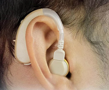 Product model Digital Ear Hearing Aids Pair Premium Quality Rechargeable Behind the Ear (BTE) Personal Sound Device in Use