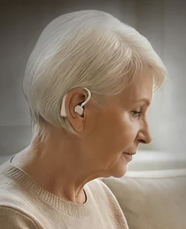 Product model H9 Nature Pro AI BTE Hearing Aids in Use
